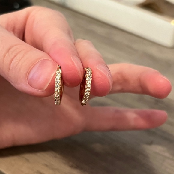 Gold Small Huggie Hoop Earrings - Picture 5 of 6